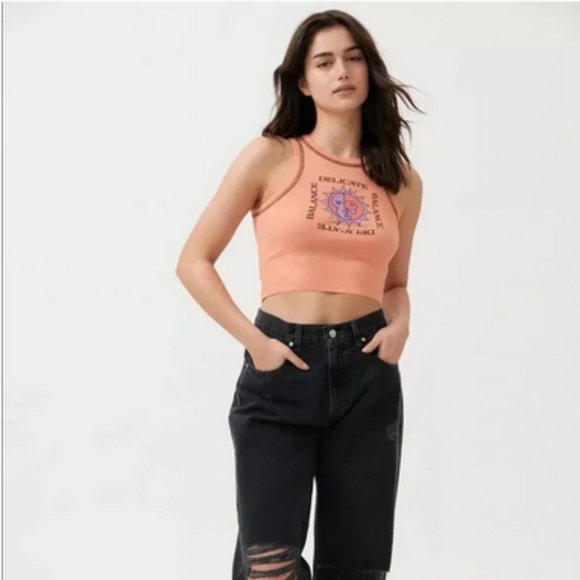 Urban Outfitters Delicate & Balance Orange Cropped Tank Top - Picture 6 of 8